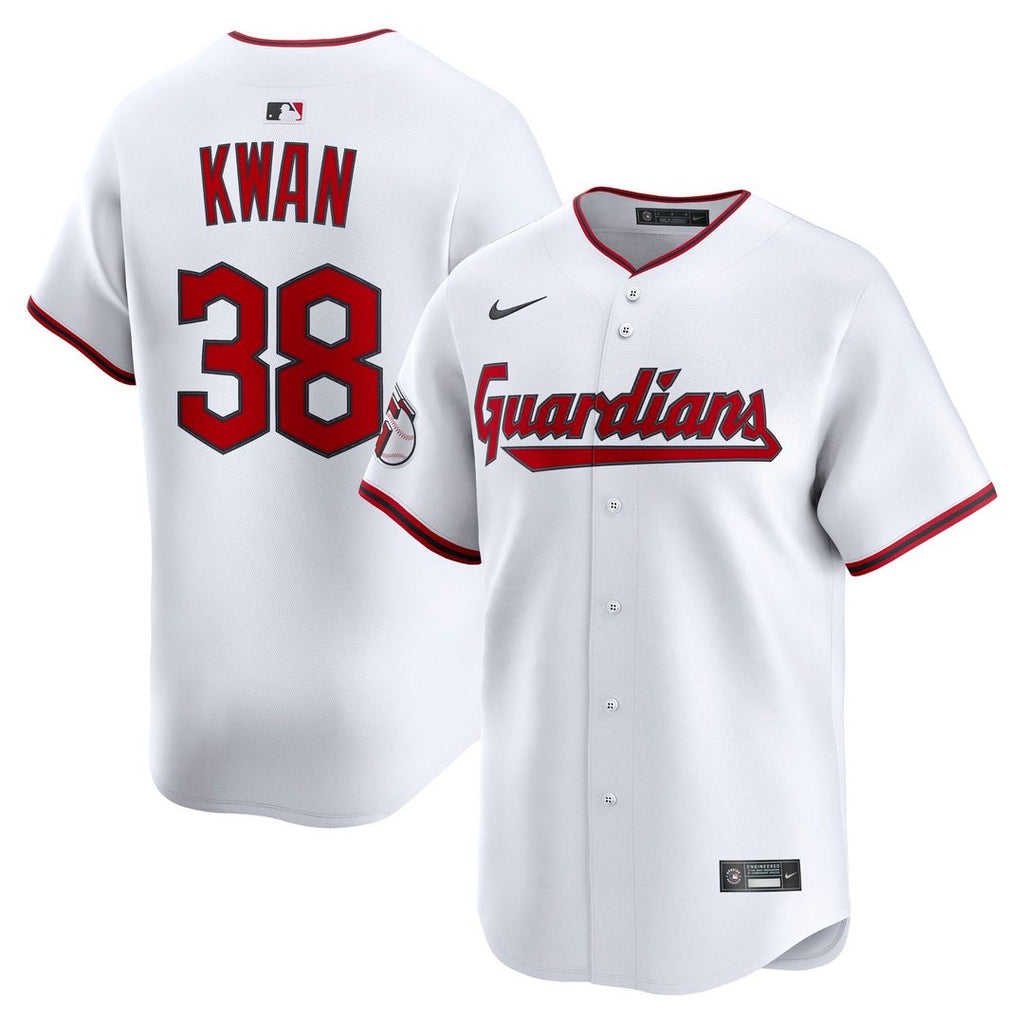 Cleveland Guardians Steven Kwan Nike White Home Limited Player Jersey product image 1, provided for visual reference and