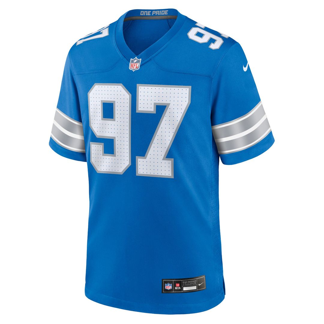 Detroit Lions Aidan Hutchinson Nike Blue Game Jersey product image 2, provided for visual reference and product detail review