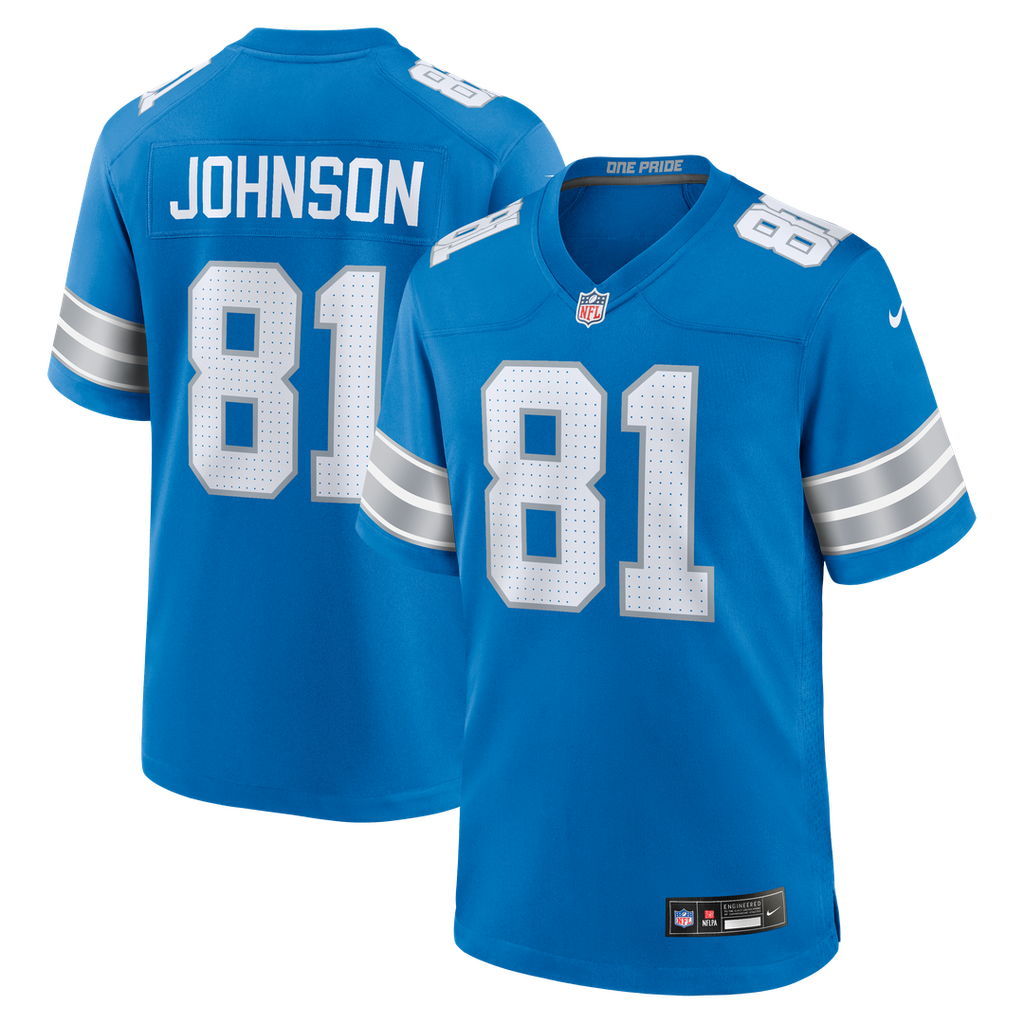 Detroit Lions Calvin Johnson Nike Blue Team Retired Game Jersey product image 1, provided for visual reference and product