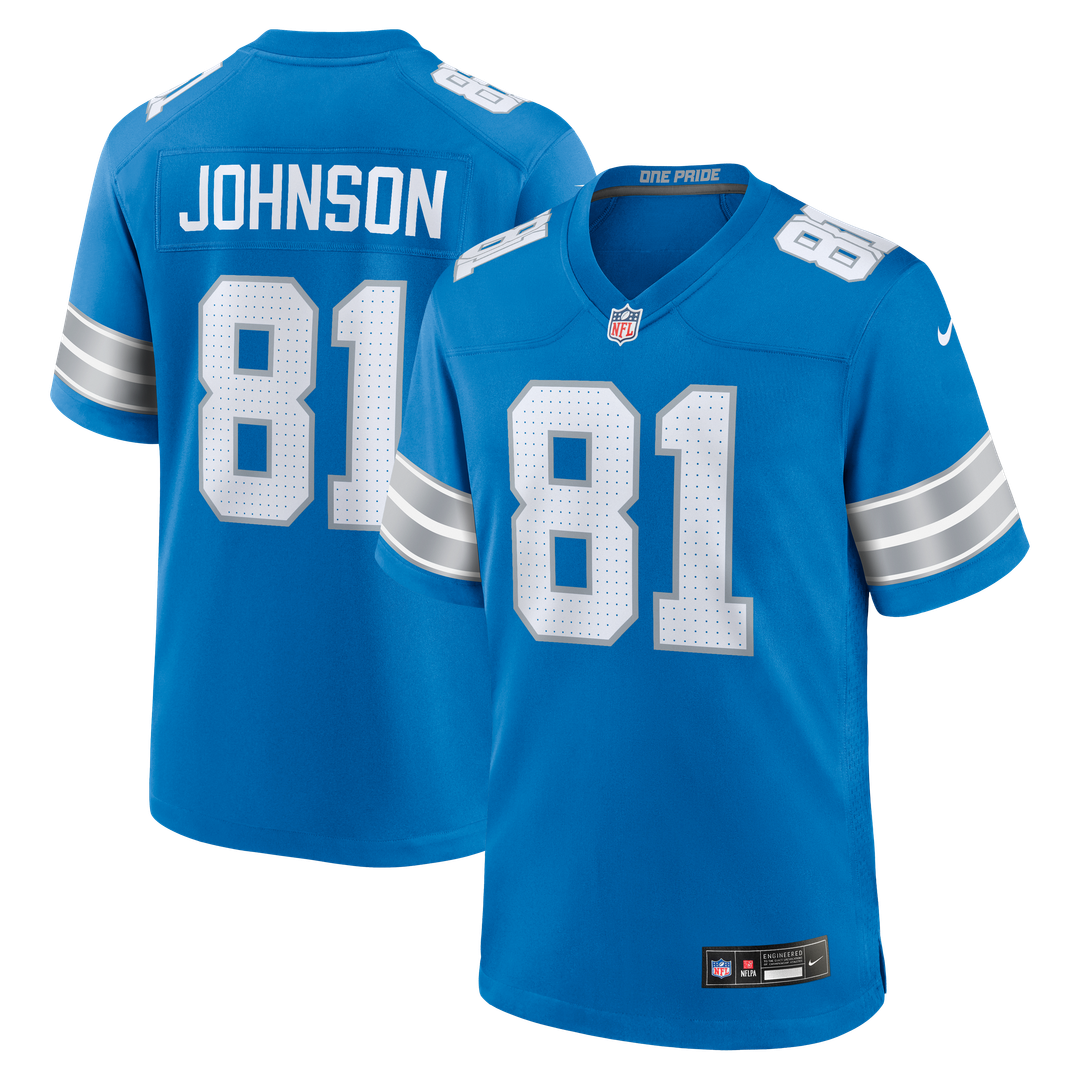 Detroit Lions Calvin Johnson Nike Blue Team Retired Game Jersey product image 1, provided for visual reference and product