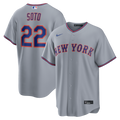 New York Mets Juan Soto Nike Gray Road Replica Jersey product image 1, provided for visual reference and product detail