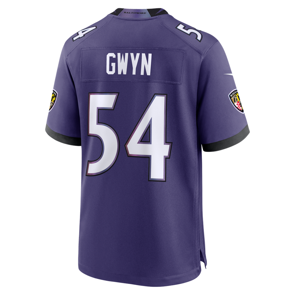 Baltimore Ravens Jovaughn Gwyn Nike Purple Team Game Jersey product image 3, provided for visual reference and product