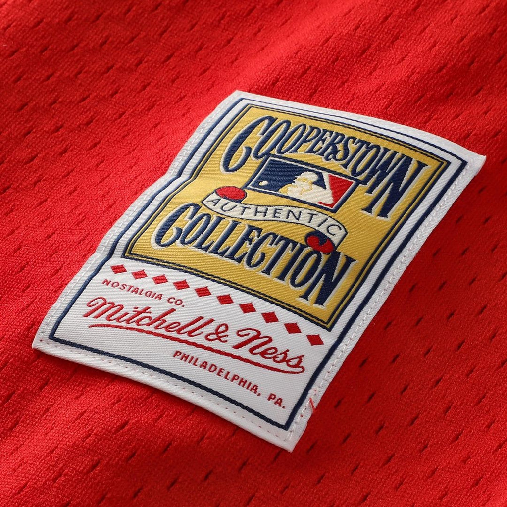Philadelphia Phillies Jimmy Rollins Mitchell & Ness Red Cooperstown Mesh Batting Practice Button-Up Jersey product image 7,