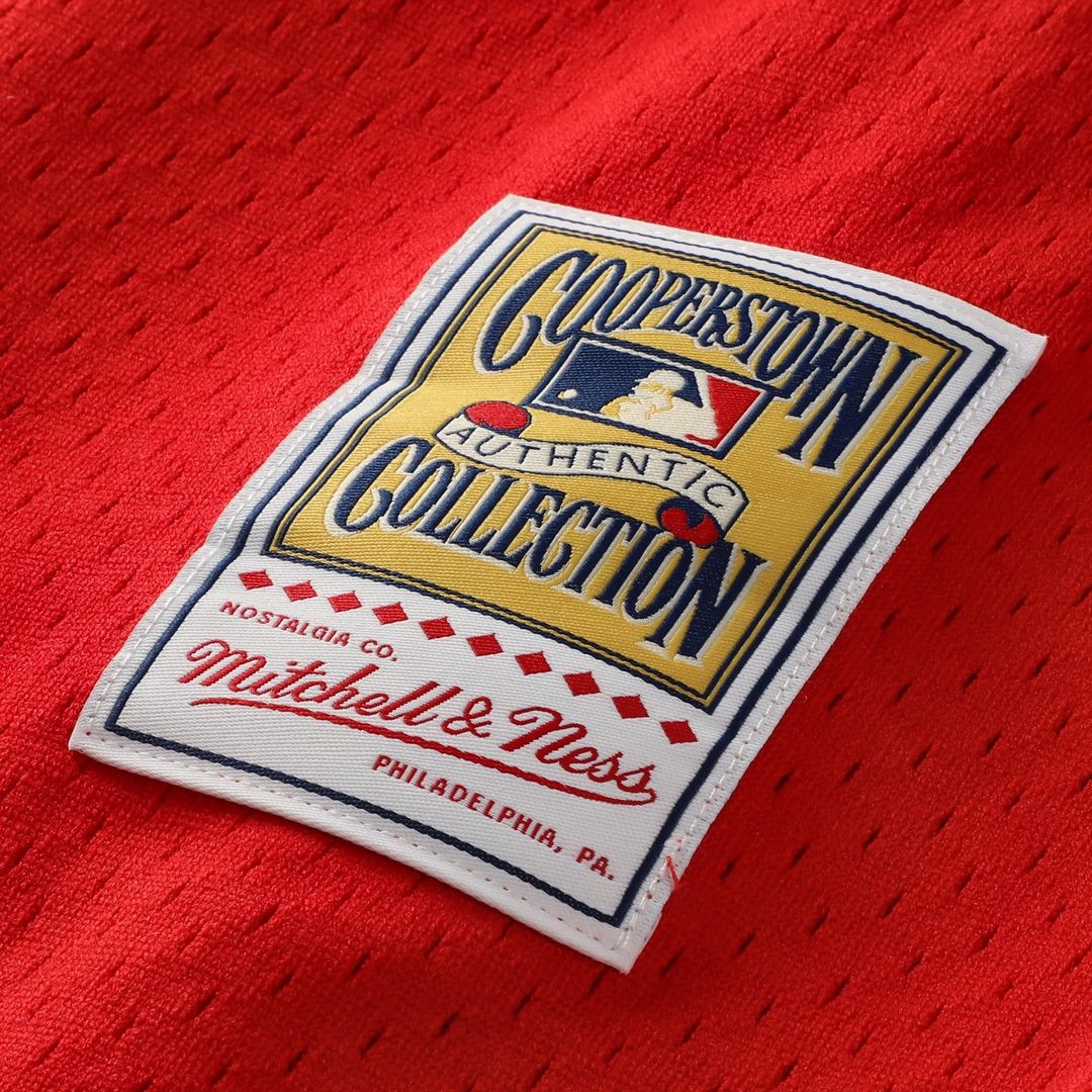 Philadelphia Phillies Jimmy Rollins Mitchell & Ness Red Cooperstown Mesh Batting Practice Button-Up Jersey product image 7,
