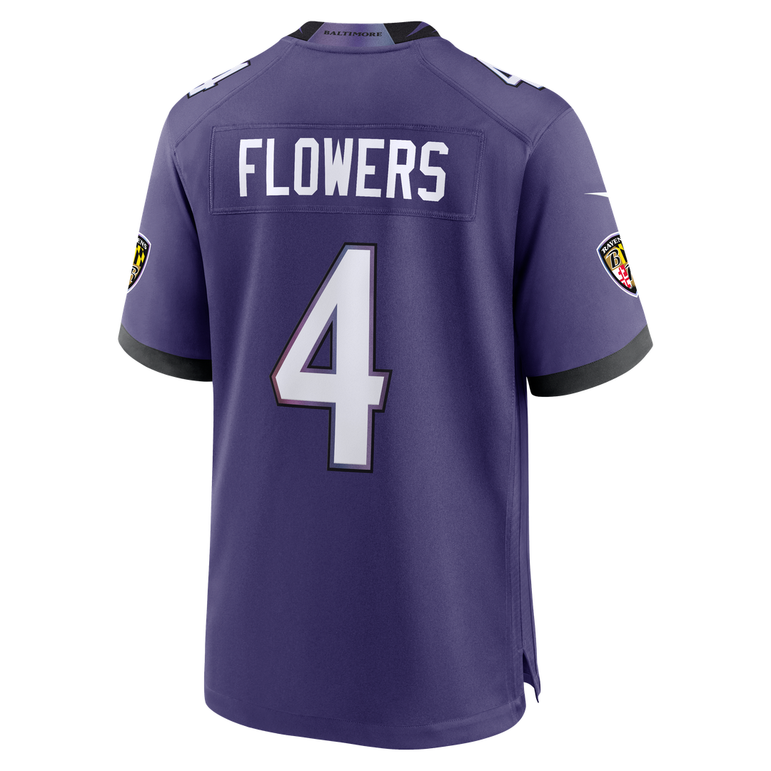 Baltimore Ravens Zay Flowers Nike Purple Team Game Jersey product image 7, provided for visual reference and product detail