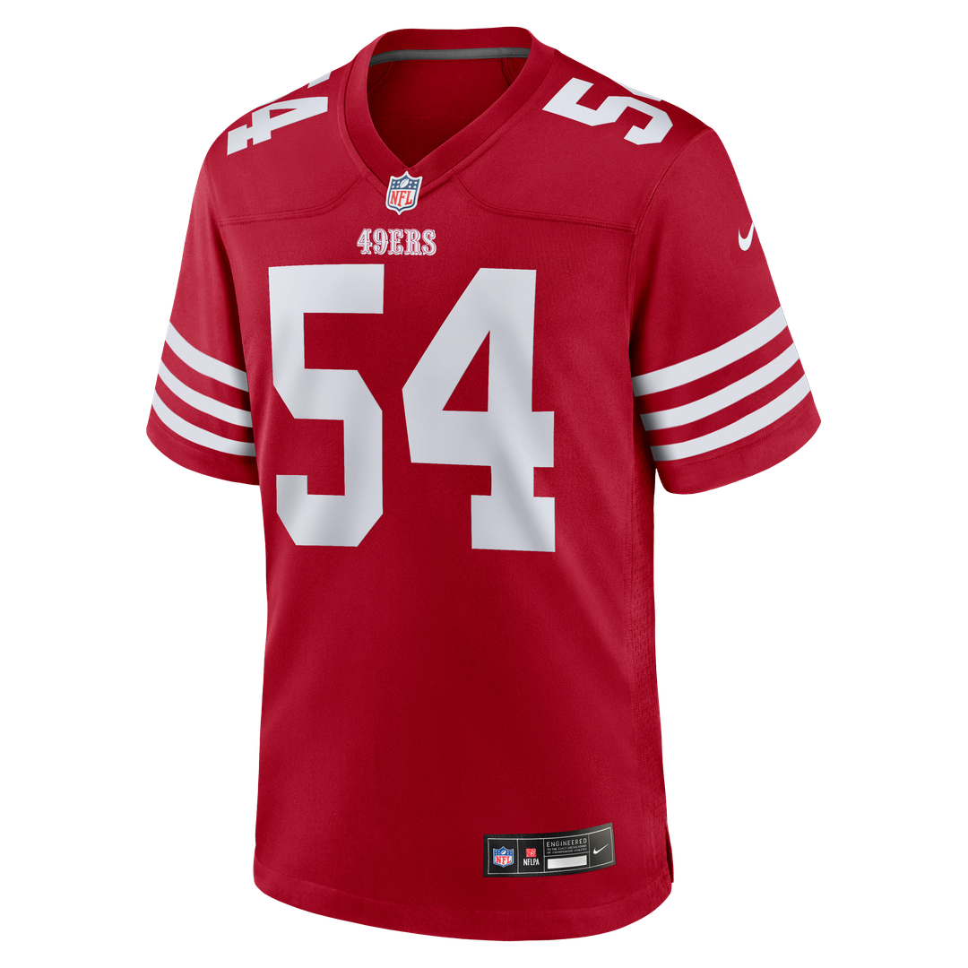 San Francisco 49ers Fred Warner Nike Scarlet Player Game Jersey product image 2, provided for visual reference and product