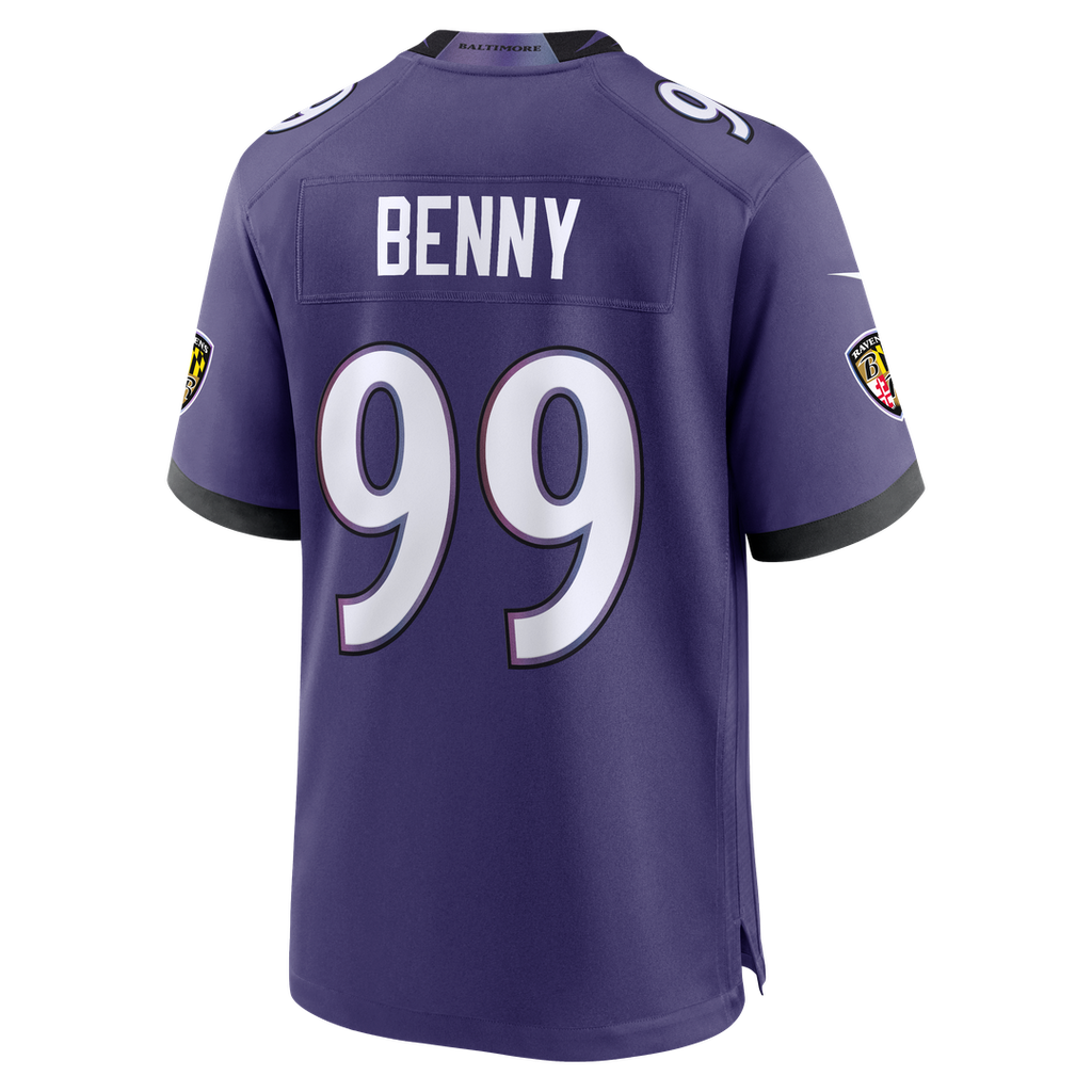 Baltimore Ravens Rayshaun Benny Nike Purple Team Game Jersey product image 3, provided for visual reference and product