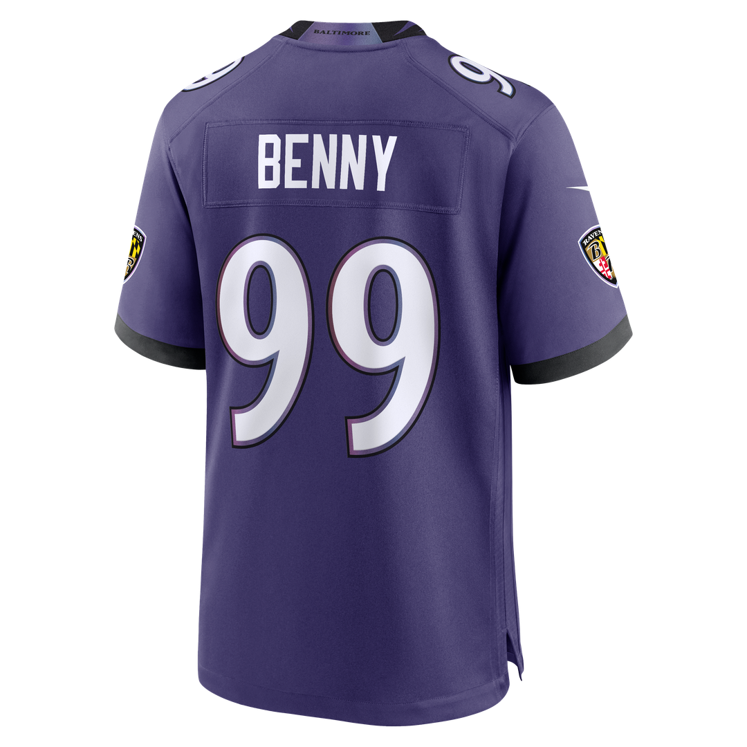 Baltimore Ravens Rayshaun Benny Nike Purple Team Game Jersey product image 3, provided for visual reference and product