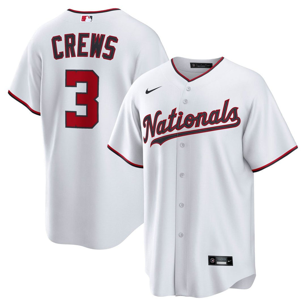 Washington Nationals Dylan Crews Nike White Home Replica Jersey product image 1, provided for visual reference and product