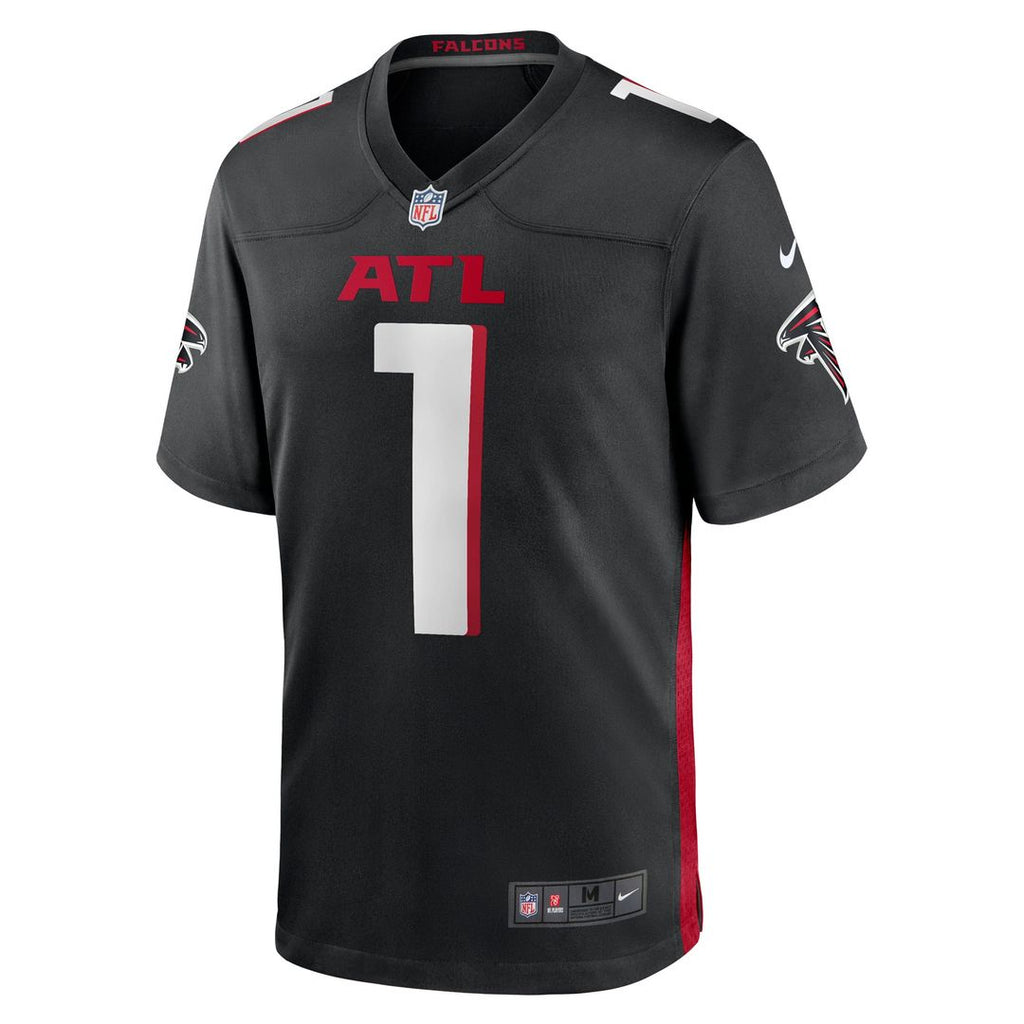 Atlanta Falcons Number 1 Dad Nike Black Game Jersey product image 2, provided for visual reference and product detail review