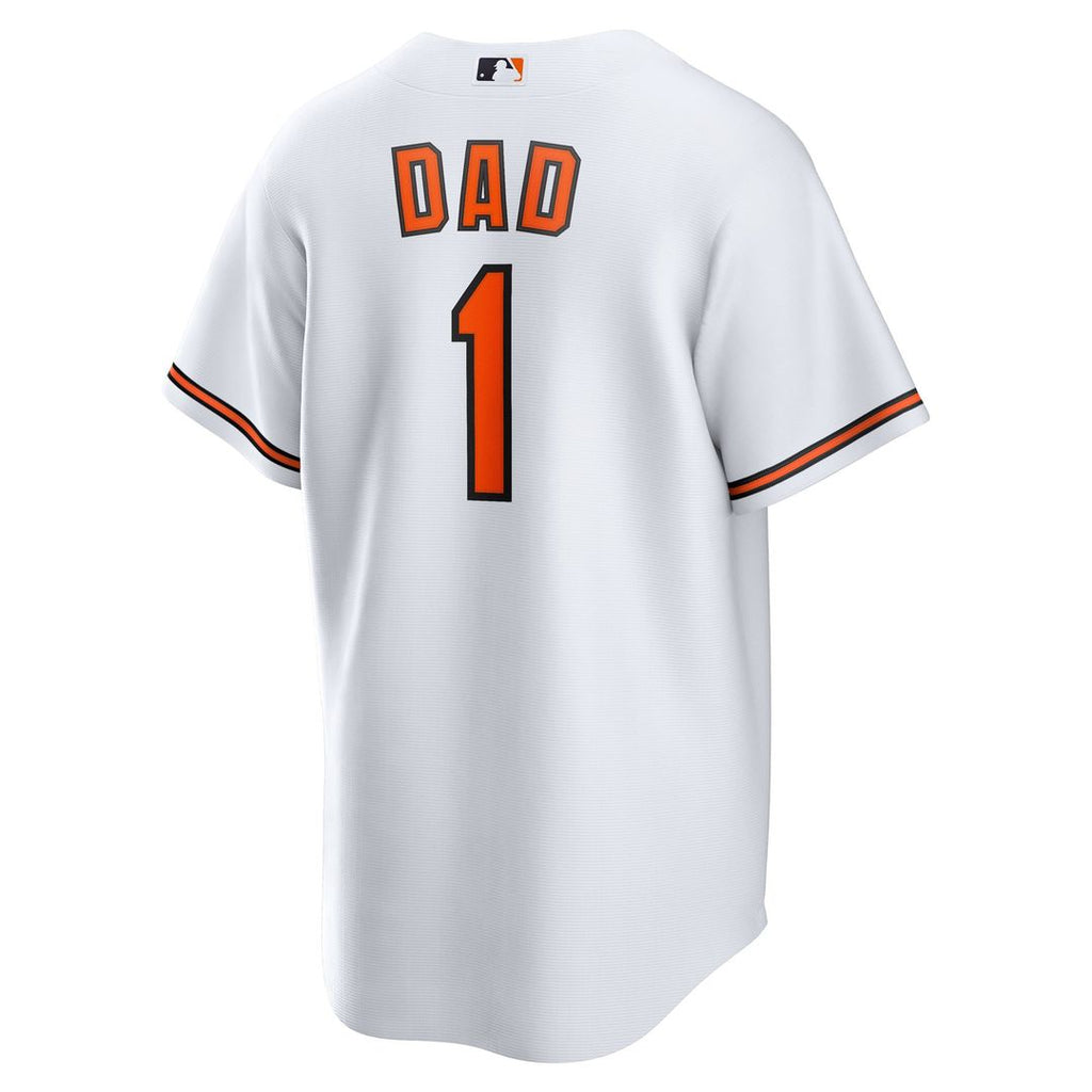 Baltimore Orioles Nike White #1 Dad Home Replica Jersey product image 3, provided for visual reference and product detail