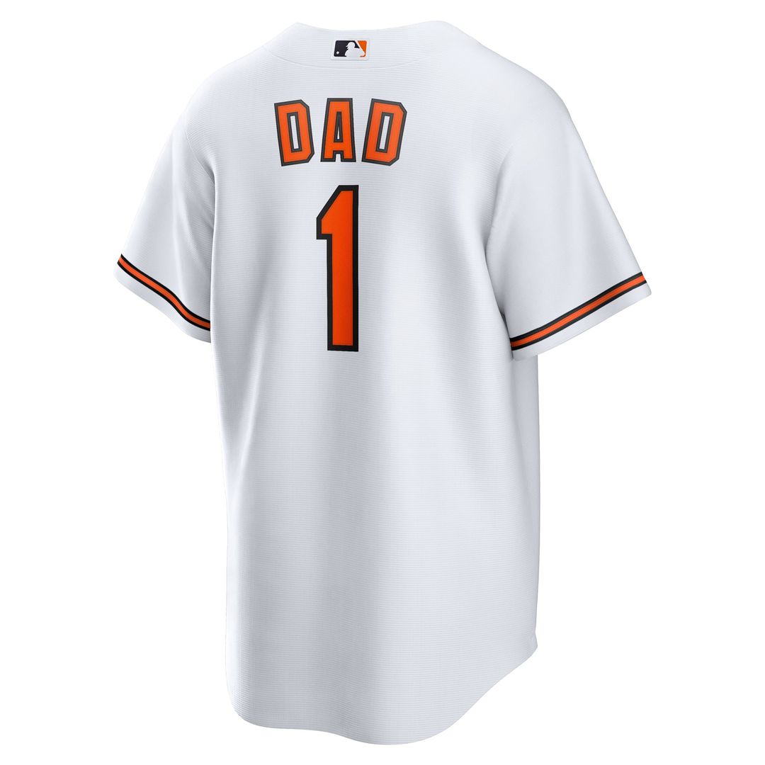 Baltimore Orioles Nike White #1 Dad Home Replica Jersey product image 3, provided for visual reference and product detail