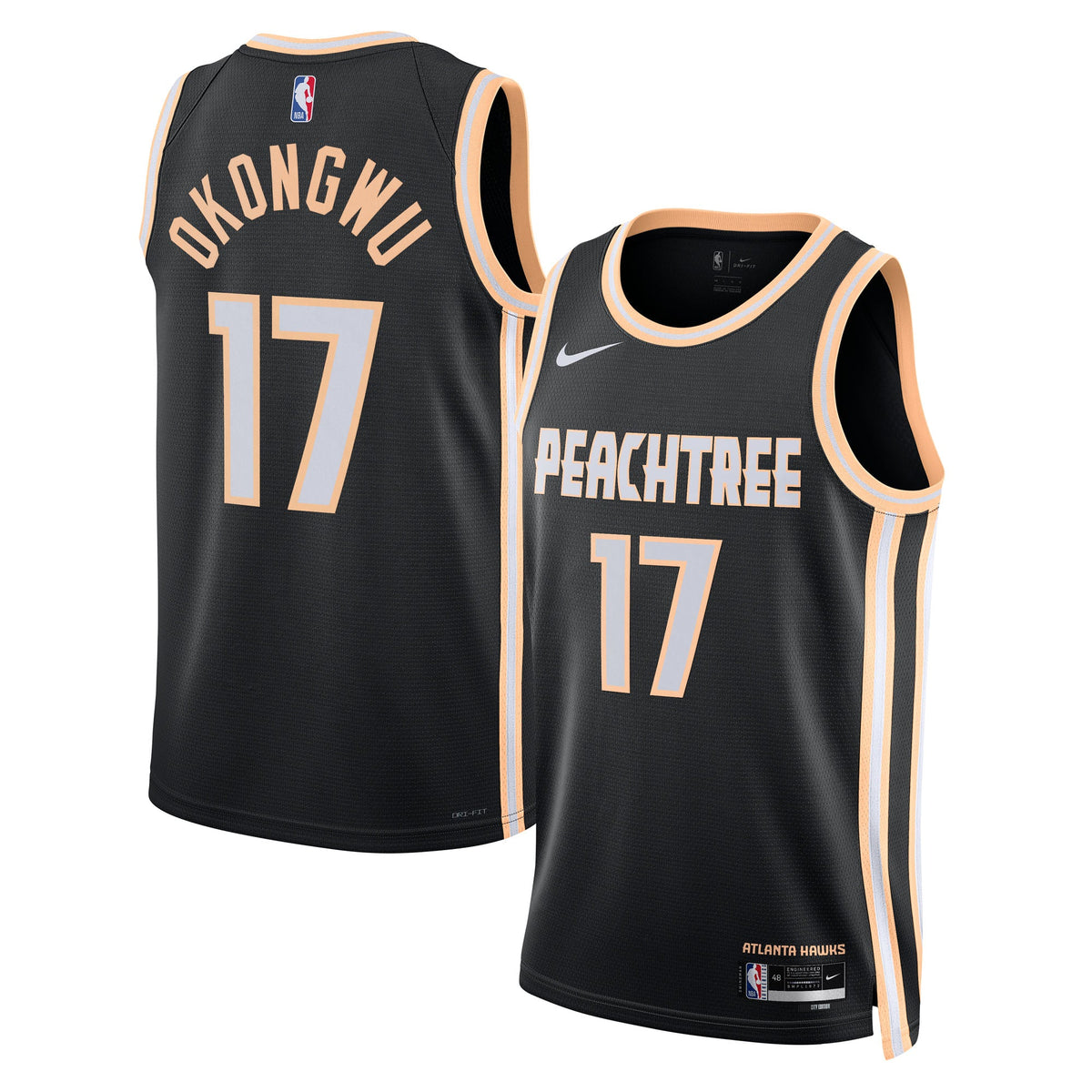 Atlanta Hawks Nike 2025/26 City Edition Swingman Jersey - Black - Onyeka Okongwu - Unisex product image 1, provided for