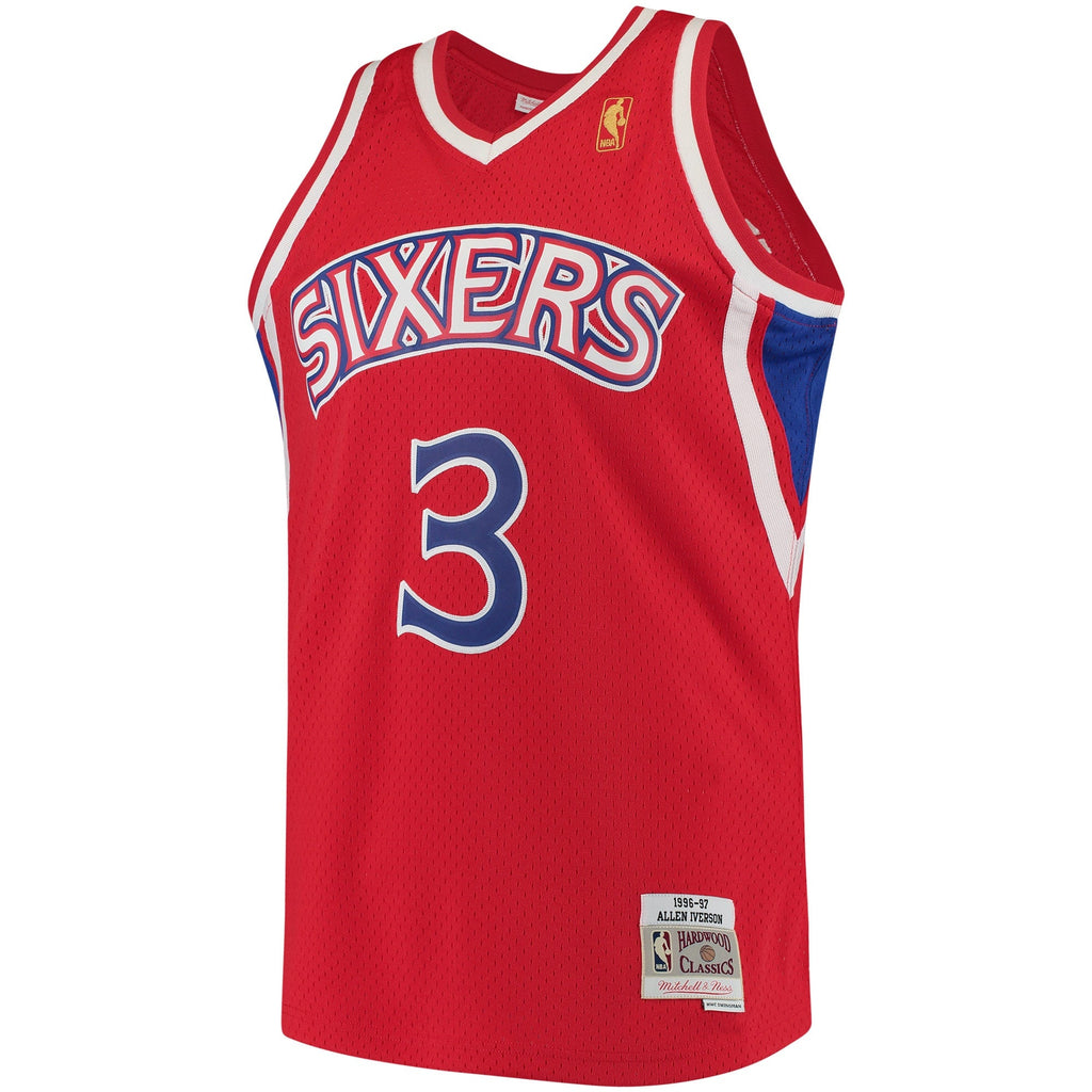 Mitchell & Ness Allen Iverson Red Philadelphia 76ers 1996-97 Hardwood Classics Swingman Jersey product image 3, provided for