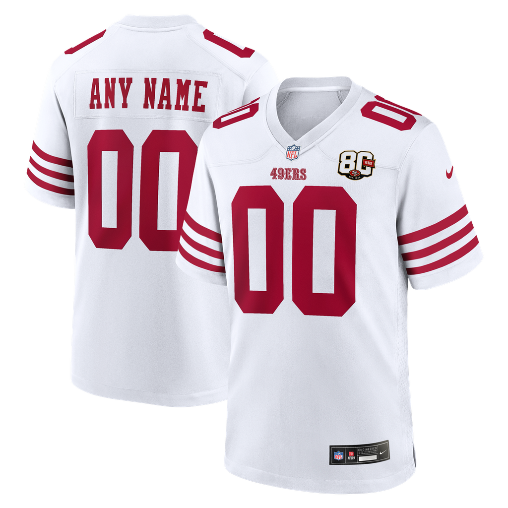 San Francisco 49ers Nike White 80th Anniversary Custom Game Jersey product image 4, provided for visual reference and