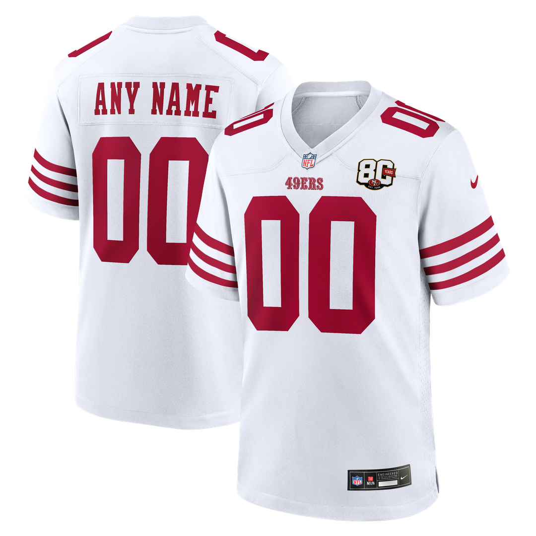 San Francisco 49ers Nike Scarlet 80th Anniversary Custom Game Jersey product image 17, provided for visual reference and