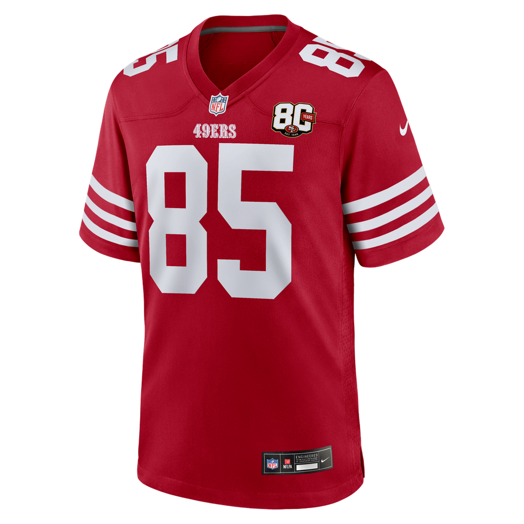 San Francisco 49ers George Kittle Nike Scarlet 80th Anniversary Game Jersey product image 6, provided for visual reference