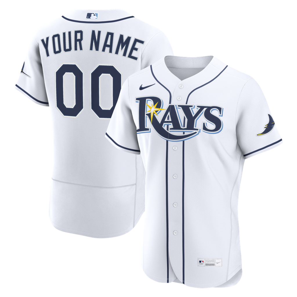 Tampa Bay Rays Nike White Home Authentic Custom Jersey product image 1, provided for visual reference and product detail