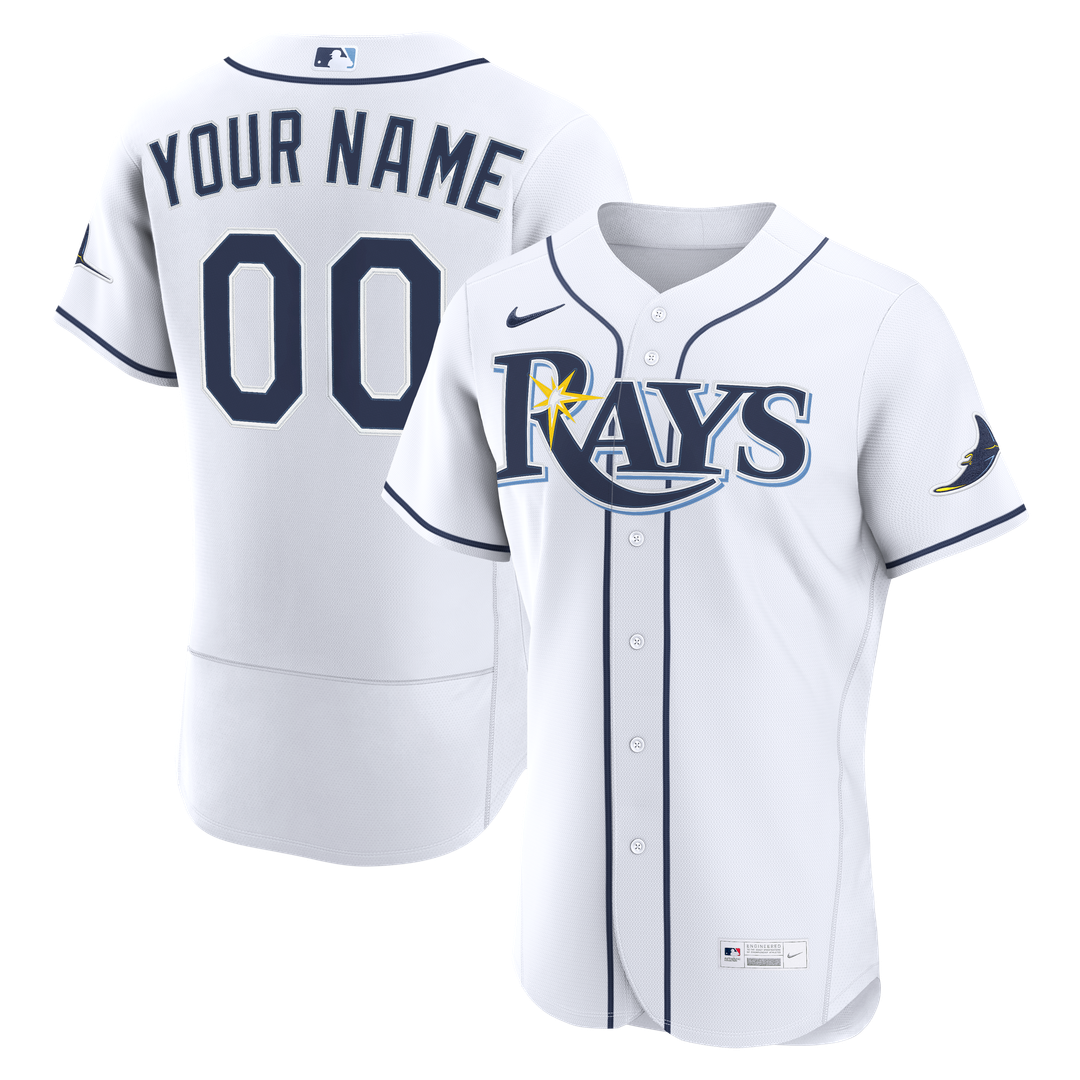 Tampa Bay Rays Nike White Home Authentic Custom Jersey product image 1, provided for visual reference and product detail