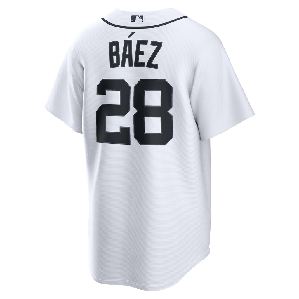 Detroit Tigers Javier Báez Nike White Home Replica Jersey product image 3, provided for visual reference and product detail