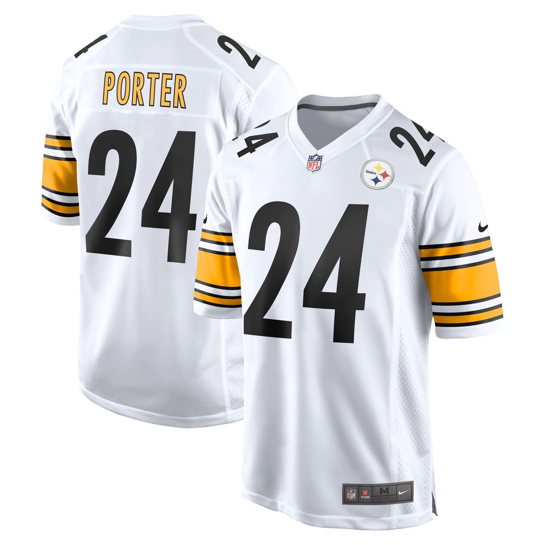 Pittsburgh Steelers Joey Porter Jr. Nike White Away Game Jersey product image 1, provided for visual reference and product