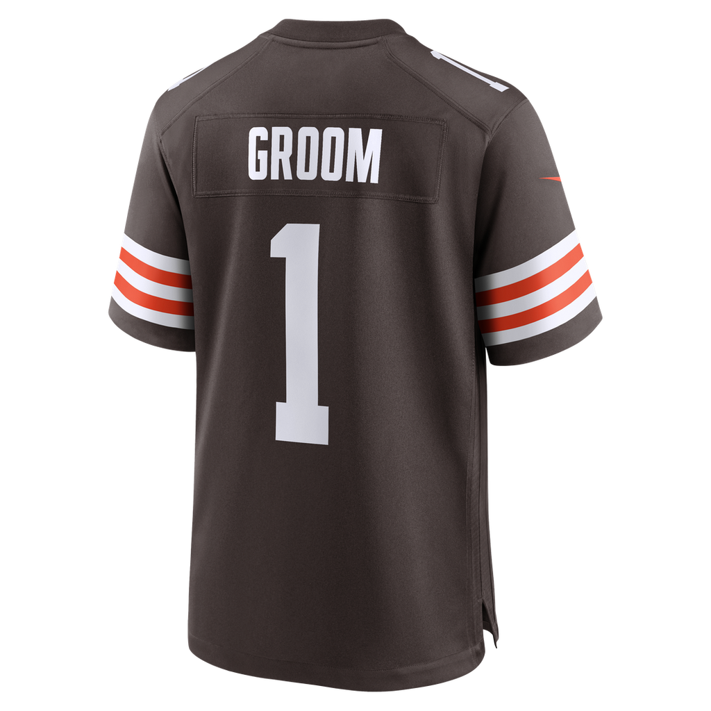 Cleveland Browns Number 1 Groom Nike Brown Game Jersey product image 3, provided for visual reference and product detail