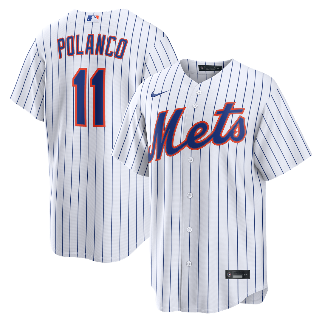 New York Mets Jorge Polanco Nike White Home Replica Jersey product image 1, provided for visual reference and product detail
