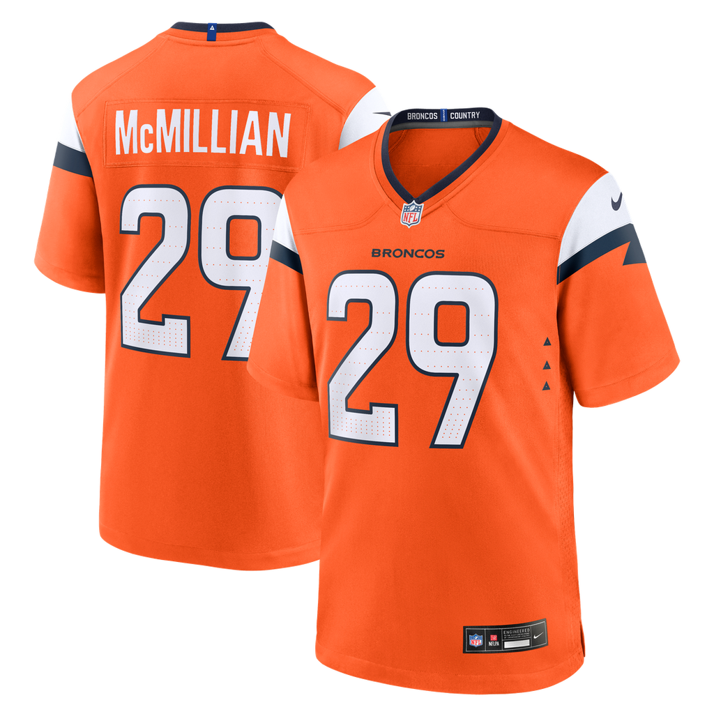 Denver Broncos Ja'Quan McMillian Nike Orange Team Game Jersey product image 1, provided for visual reference and product