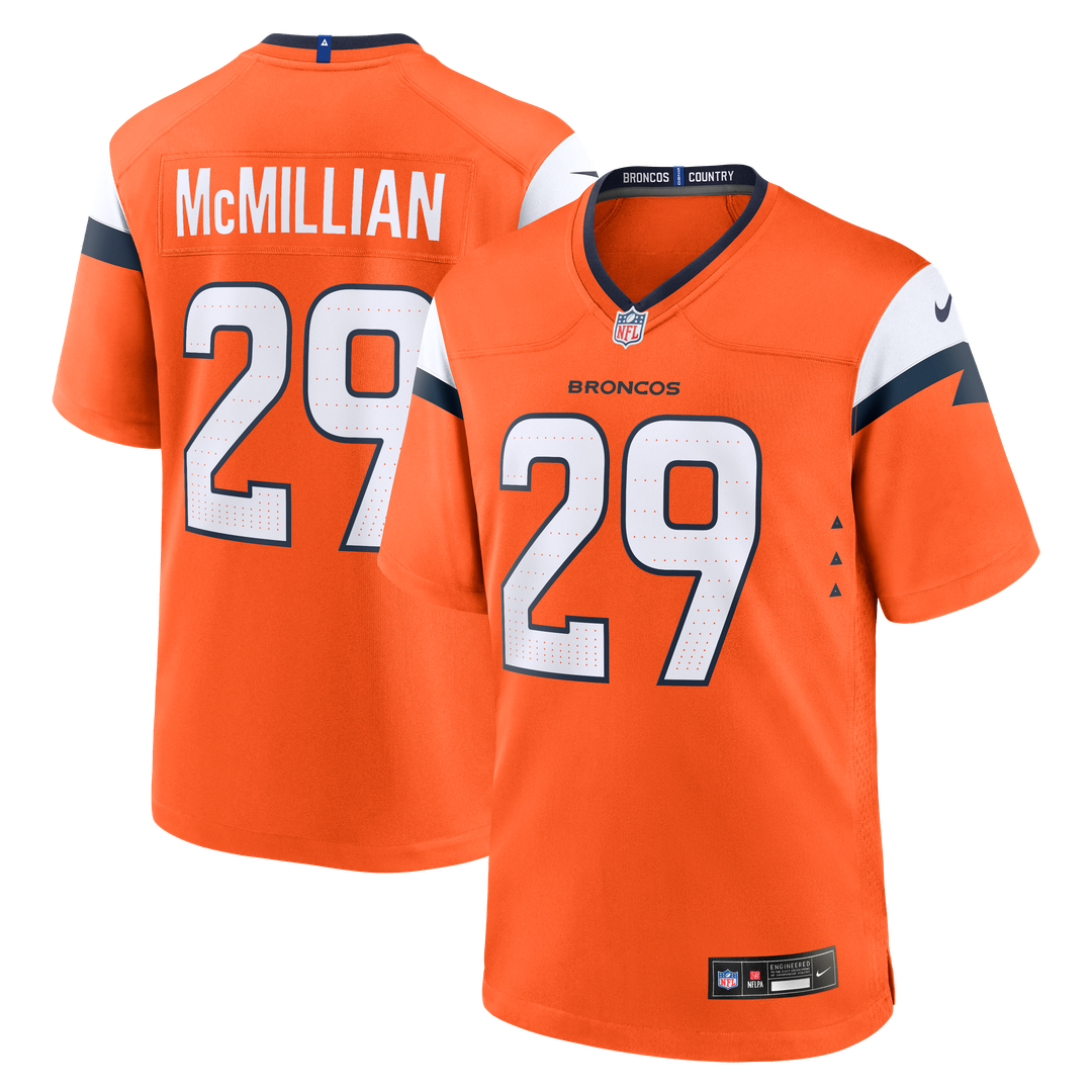 Denver Broncos Ja'Quan McMillian Nike Orange Team Game Jersey product image 1, provided for visual reference and product