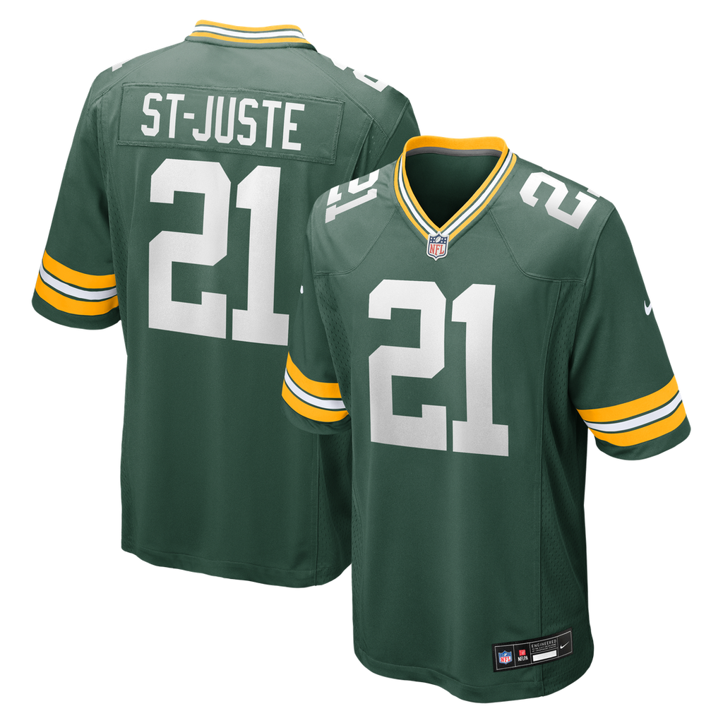 Green Bay Packers Benjamin St-Juste Nike Green Team Game Jersey product image 1, provided for visual reference and product