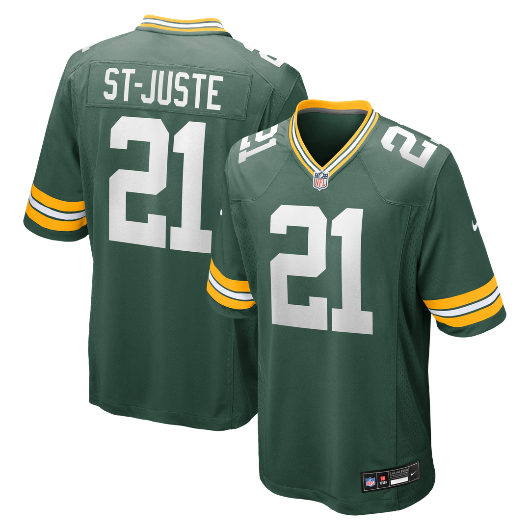 Green Bay Packers Benjamin St-Juste Nike Green Team Game Jersey product image 1, provided for visual reference and product