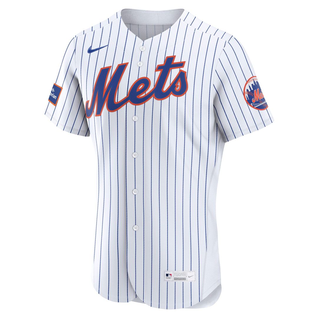 New York Mets Nike White Home Sponsor Patch Authentic Jersey product image 2, provided for visual reference and product