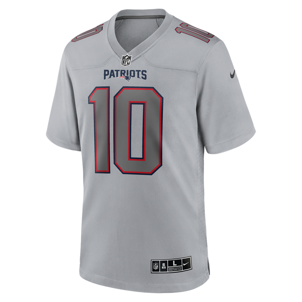 New England Patriots Drake Maye Nike Gray Atmosphere Fashion Game Jersey product image 2, provided for visual reference and
