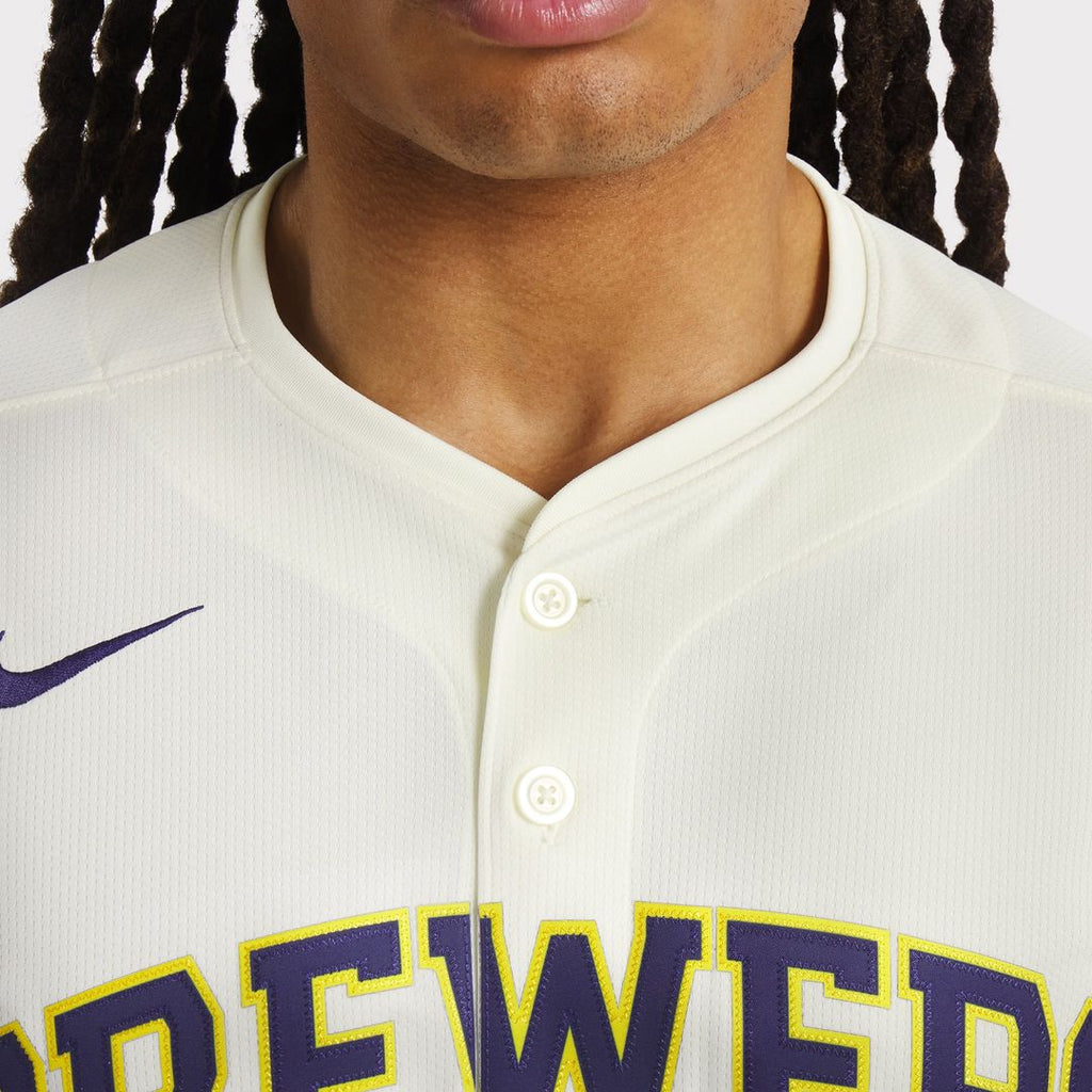 Milwaukee Brewers Christian Yelich Nike Cream Home Limited Player Jersey product image 9, provided for visual reference and