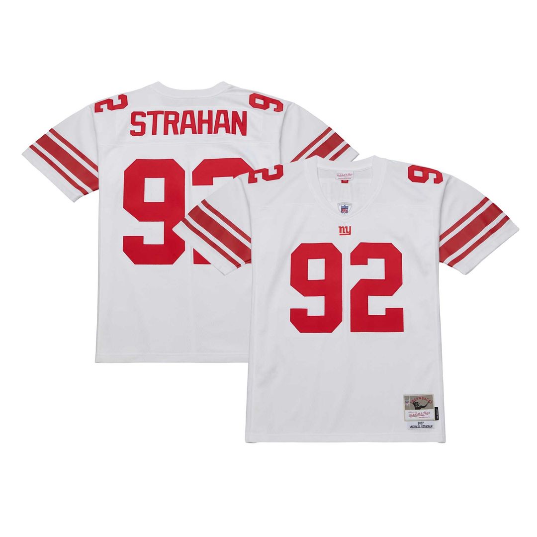 New York Giants Michael Strahan Mitchell & Ness White Legacy Replica Jersey product image 1, provided for visual reference
