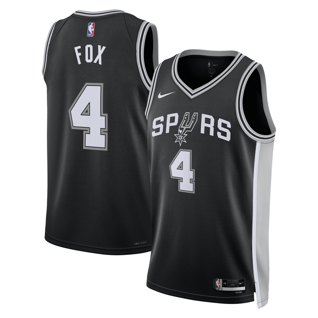 San Antonio Spurs Nike Icon Edition Swingman Jersey - Black - De'Aaron Fox - Unisex product image 1, provided for visual
