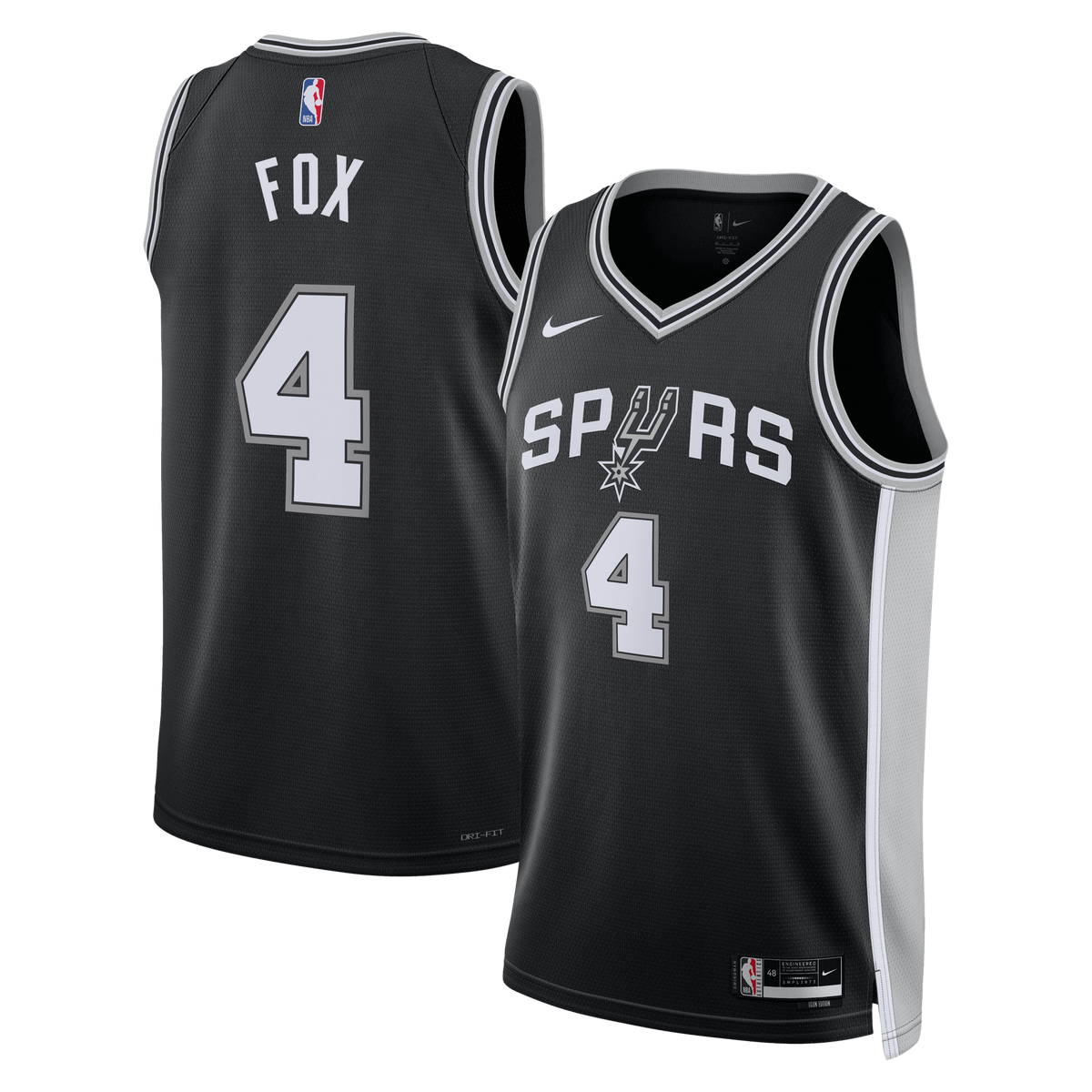 San Antonio Spurs Nike Icon Edition Swingman Jersey - Black - De'Aaron Fox - Unisex product image 1, provided for visual