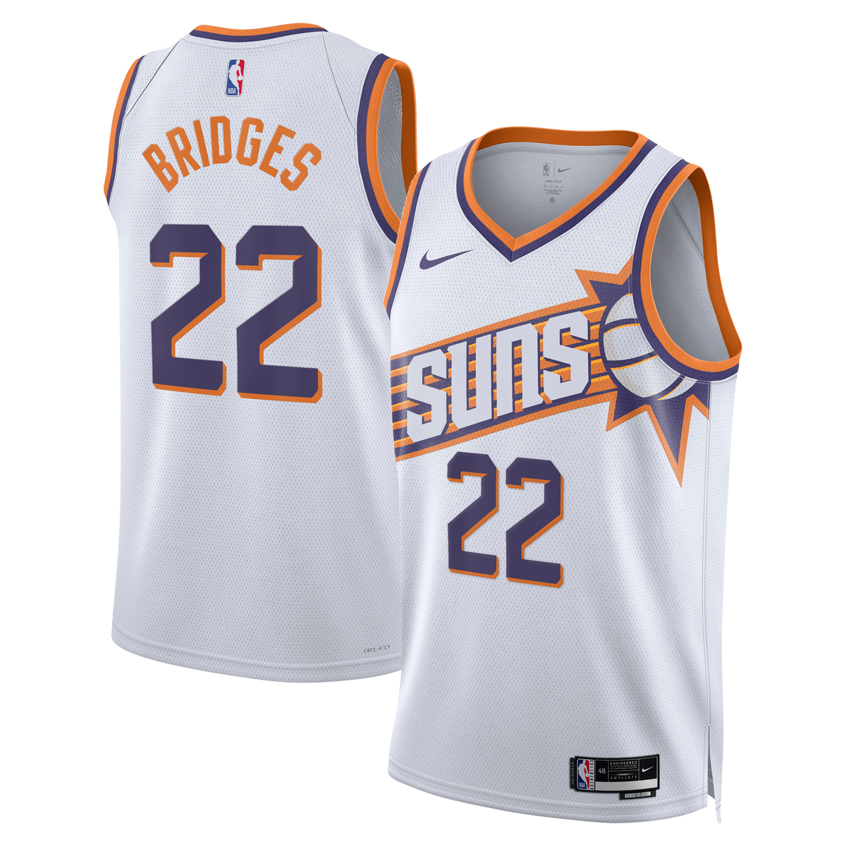 Phoenix Suns Nike Association Edition Swingman Jersey - White - Miles Bridges - Unisex product image 1, provided for visual