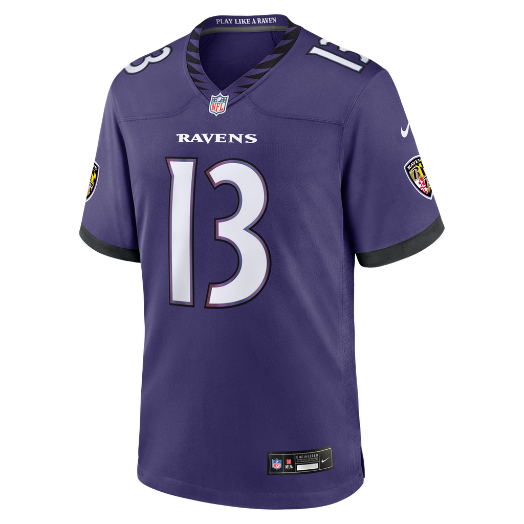 Baltimore Ravens Elijah Sarratt Nike Purple Team Game Jersey product image 2, provided for visual reference and product