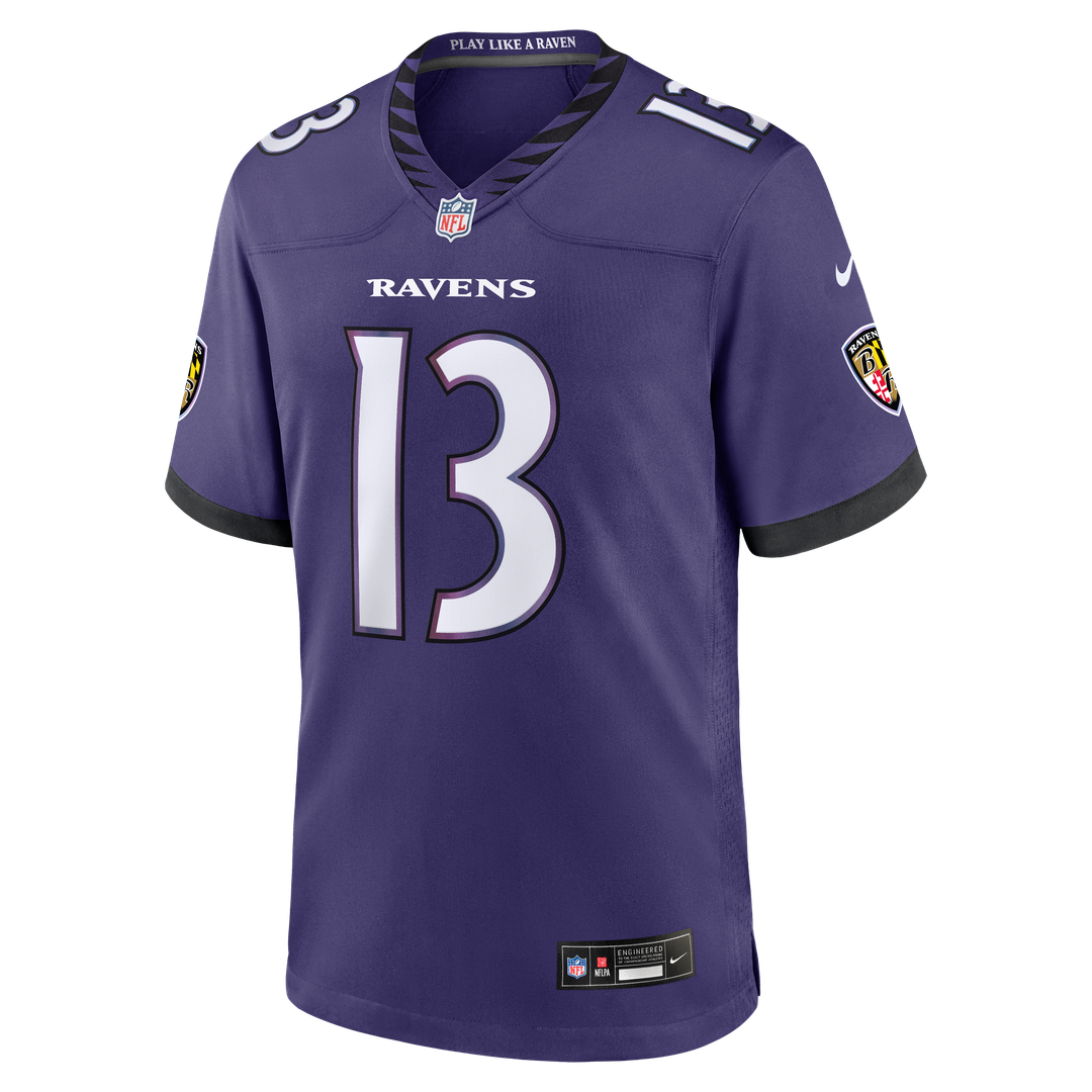 Baltimore Ravens Elijah Sarratt Nike Purple Team Game Jersey product image 2, provided for visual reference and product