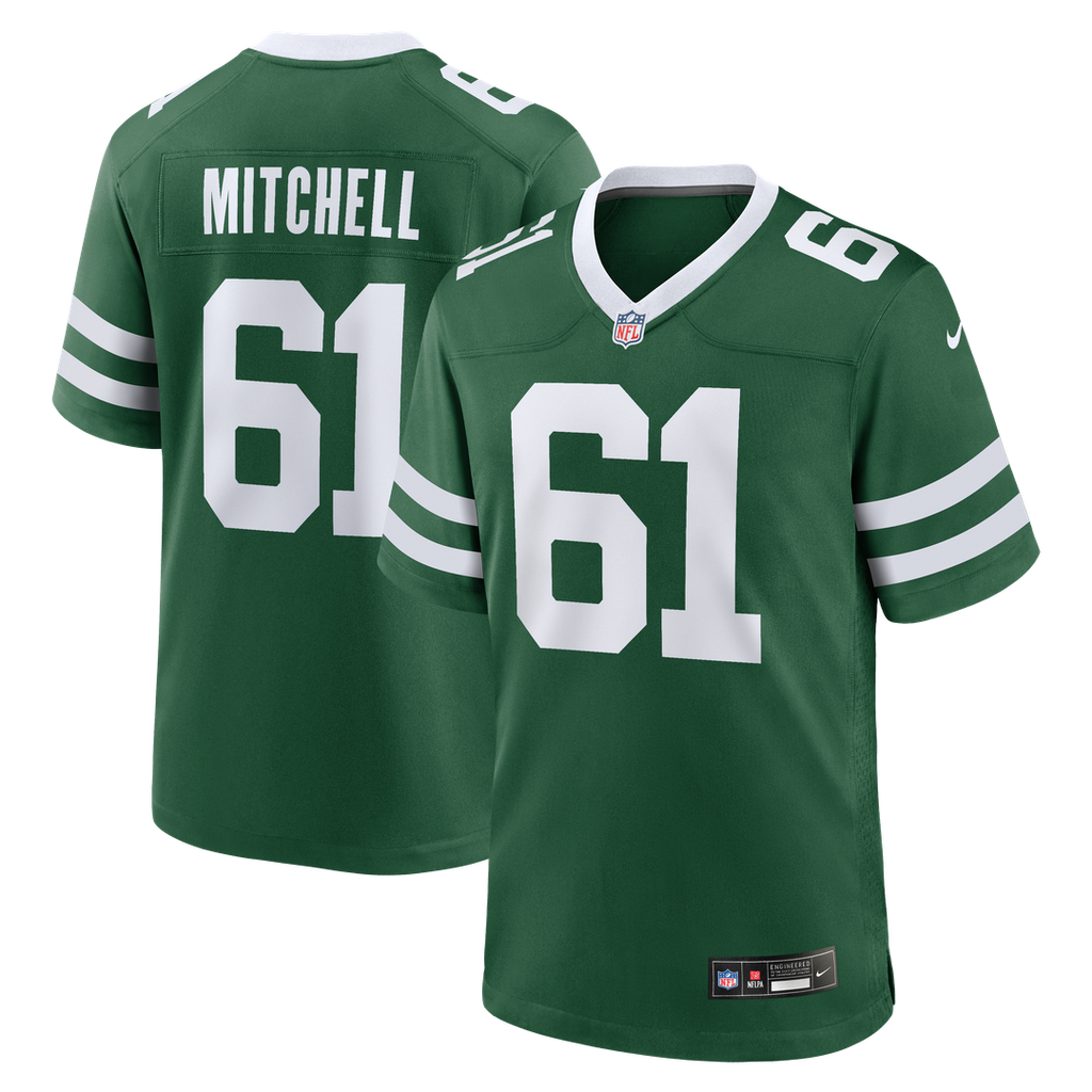 New York Jets Max Mitchell Nike Legacy Green Team Game Jersey product image 1, provided for visual reference and product