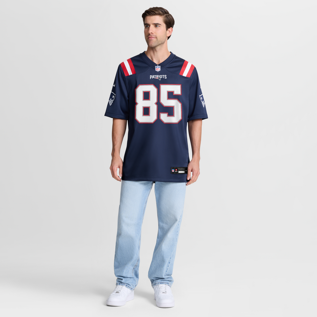 New England Patriots Hunter Henry Nike Navy Team Game Jersey product image 7, provided for visual reference and product