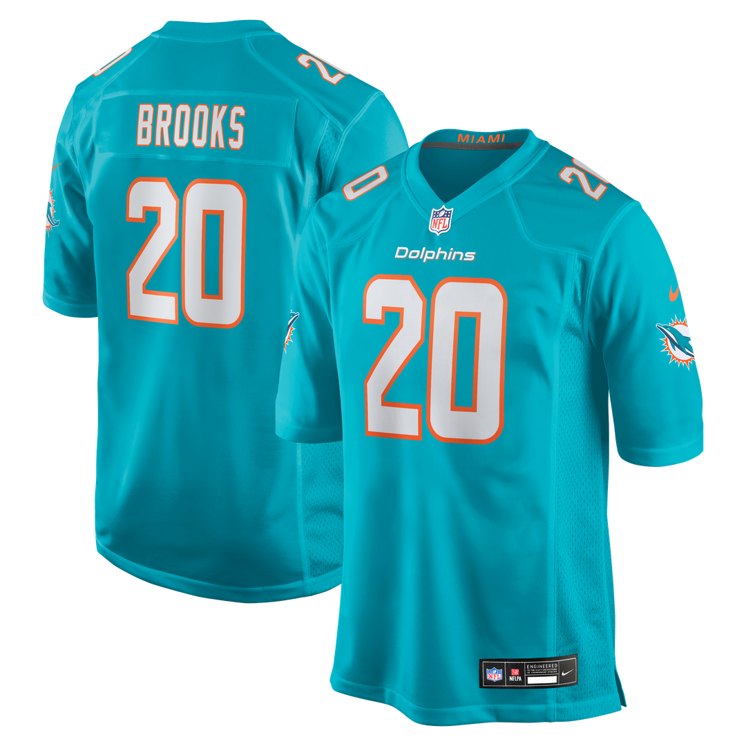 Miami Dolphins Jordyn Brooks Nike Aqua Game Jersey product image 1, provided for visual reference and product detail review