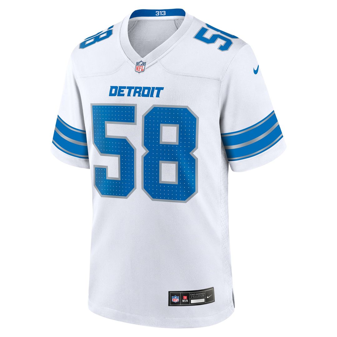 Detroit Lions Penei Sewell Nike White Game Jersey product image 2, provided for visual reference and product detail review