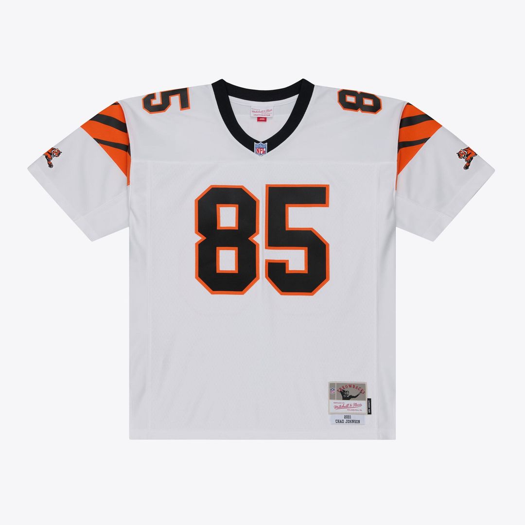 Cincinnati Bengals Chad Johnson Mitchell & Ness White 2001 Legacy Replica Player Jersey product image 1, provided for visual
