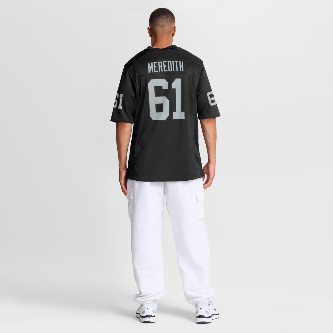 Las Vegas Raiders Jordan Meredith Nike Black Game Player Jersey product image 8, provided for visual reference and product