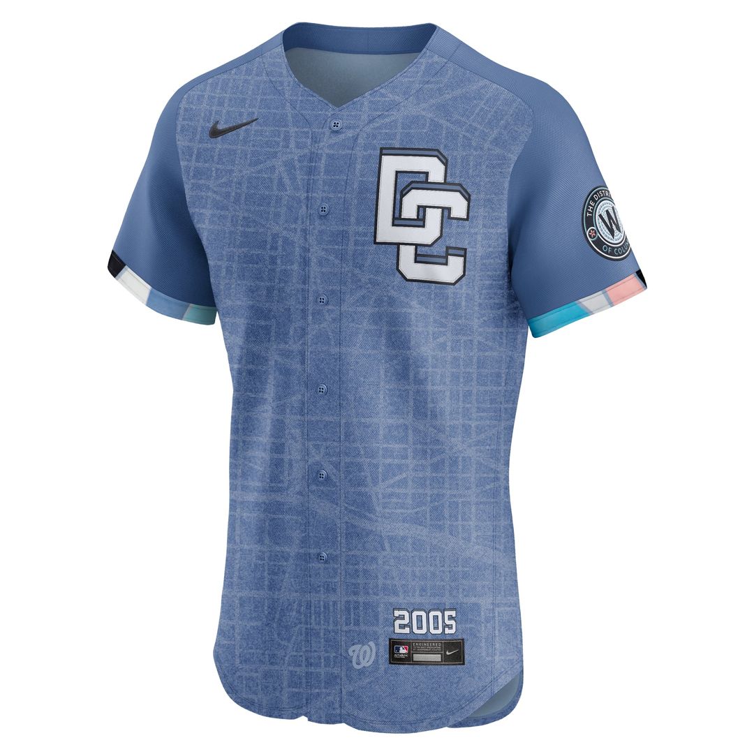 Washington Nationals Dylan Crews Nike Blue 2025 City Connect Elite Player Jersey product image 2, provided for visual