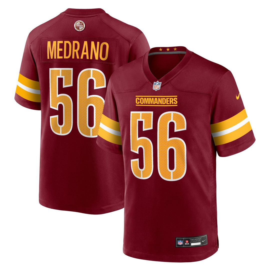 Washington Commanders Kain Medrano Nike Burgundy Team Game Jersey product image 1, provided for visual reference and product