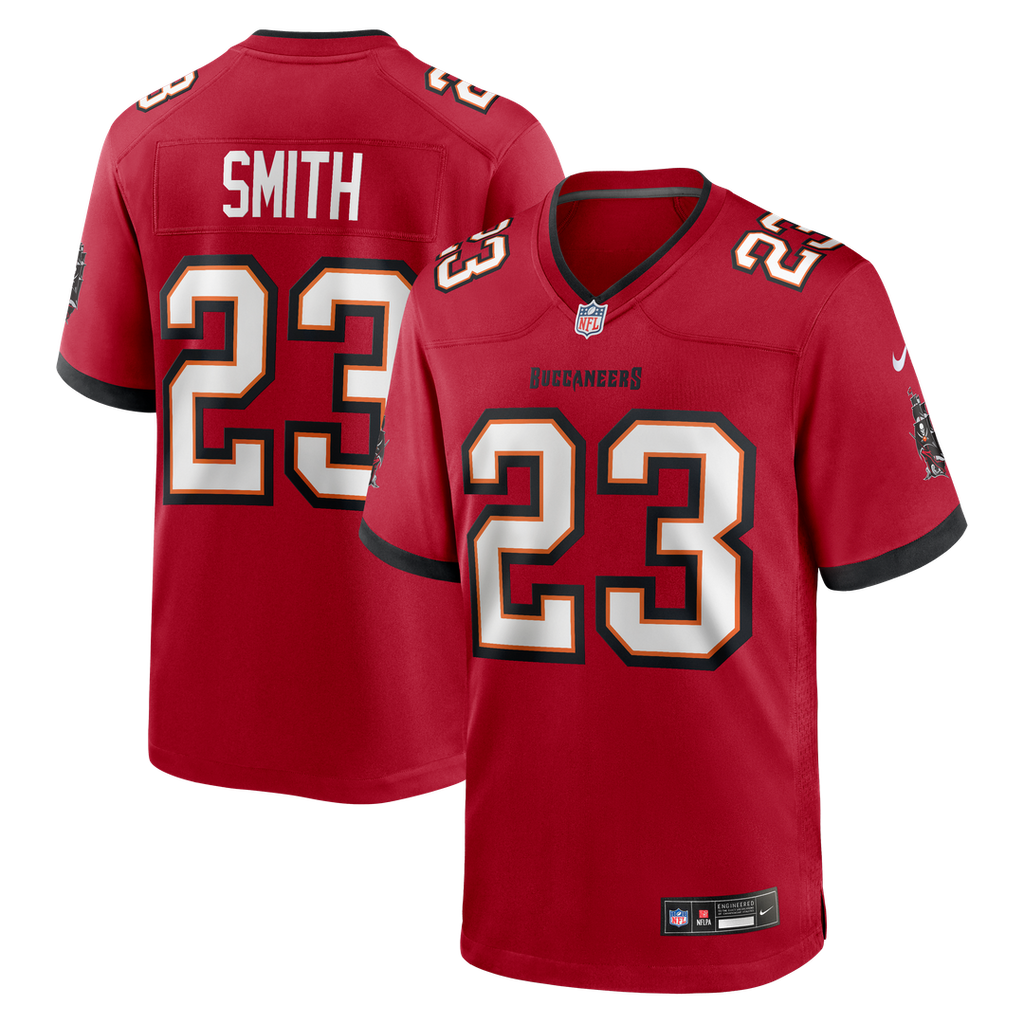 Tampa Bay Buccaneers Tykee Smith Nike Red Game Jersey product image 1, provided for visual reference and product detail