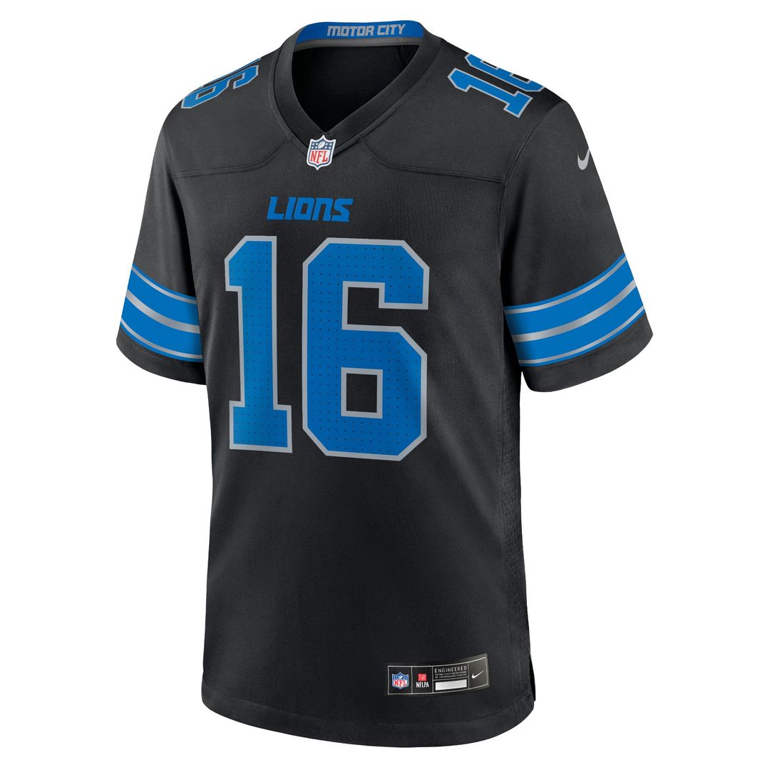 Detroit Lions Jared Goff Nike Black 2nd Alternate Game Jersey product image 2, provided for visual reference and product